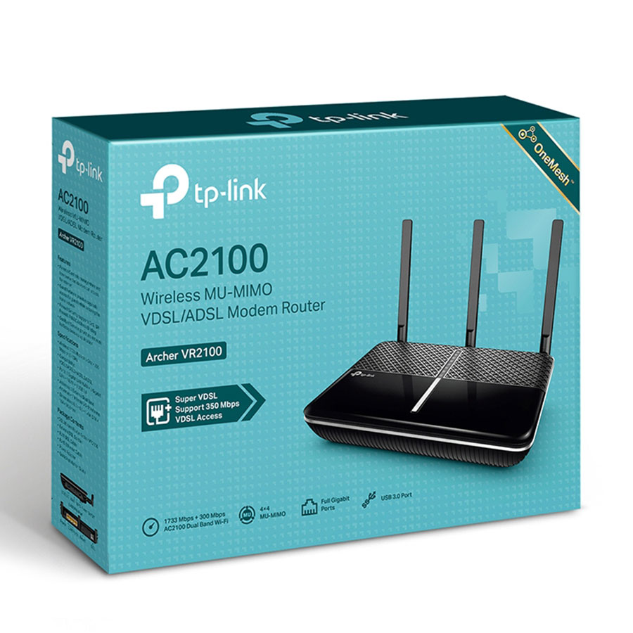 مودم روتر VDSL/ADSL بیسیم AC2100 تی پی لينک مدل Archer VR2100