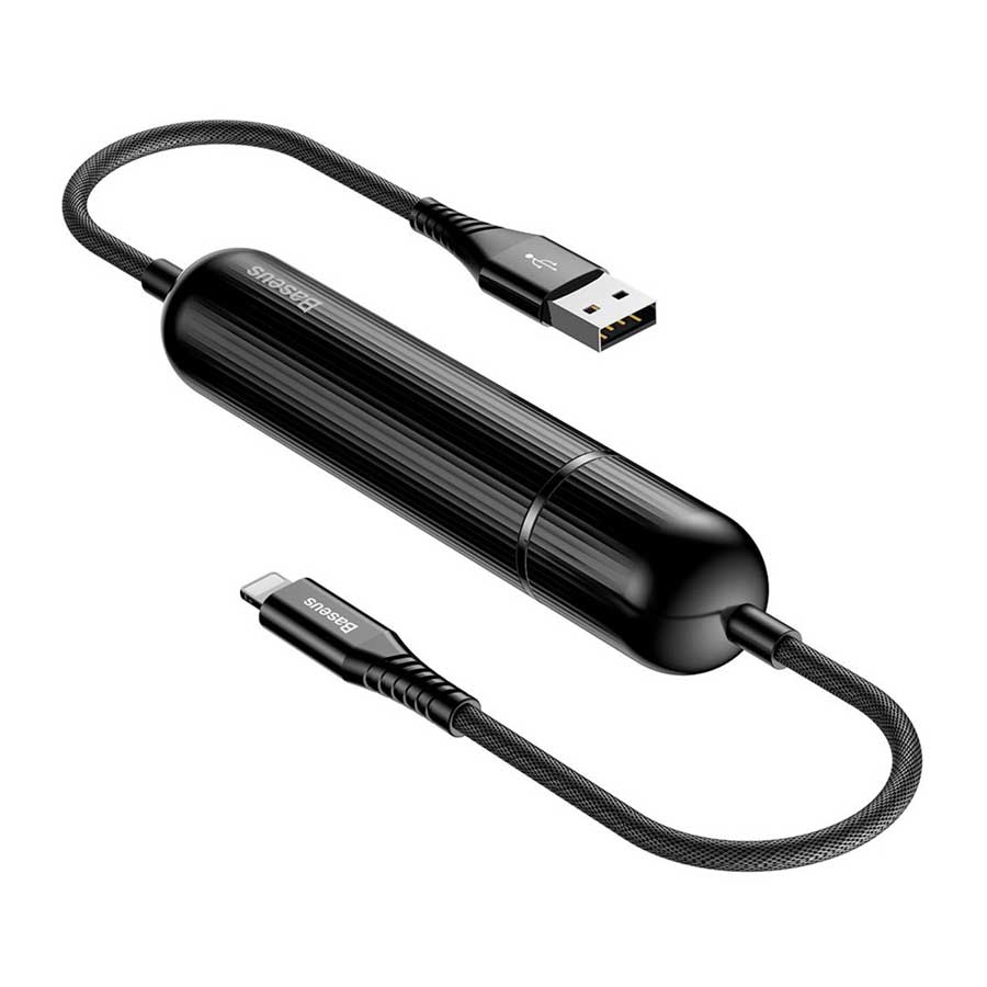 کابل تبدیل USB به لایتنینگ و پاوربانک باسئوس مدل two in one به طول 1.2 متر