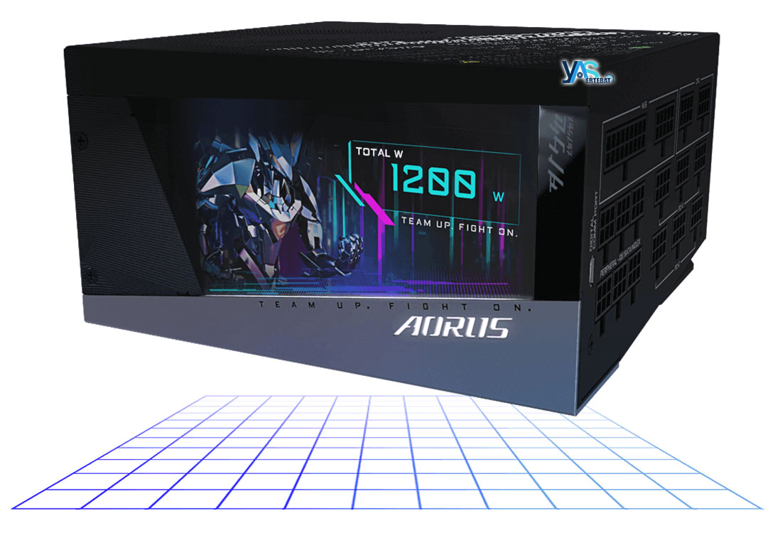 منبع تغذیه Aorus P1200W با مانیتور رنگی داخلی