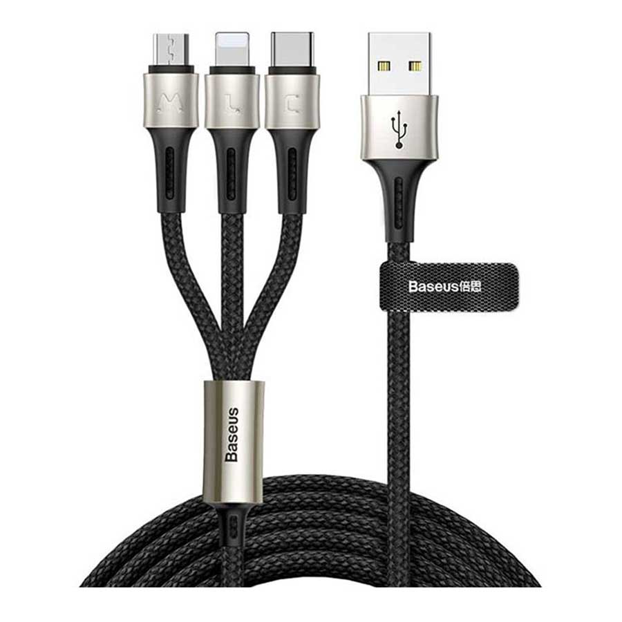 کابل تبدیل USB به USB-C/microUSB/لایتنینگ باسئوس مدل MLT-GH01