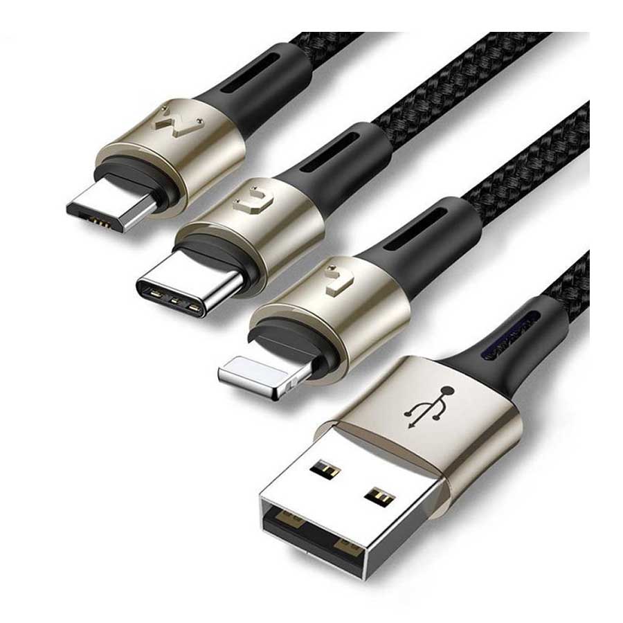 کابل تبدیل USB به USB-C/microUSB/لایتنینگ باسئوس مدل MLT-GH01