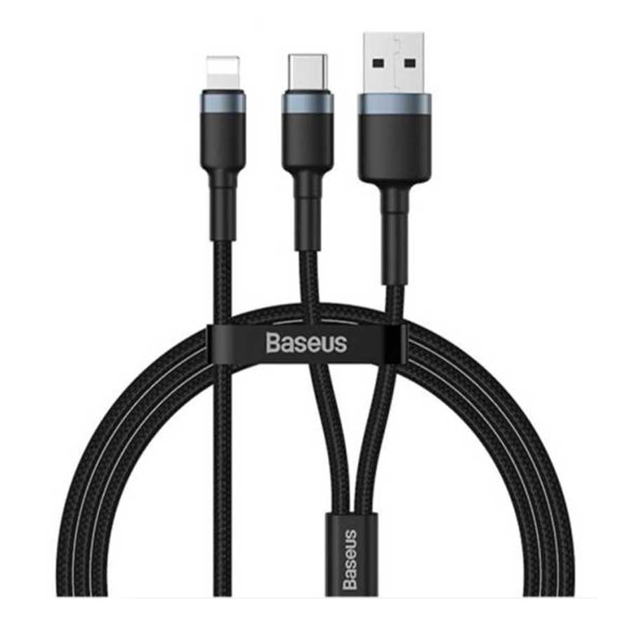 کابل تبدیل USB/USB-C به لایتنینگ باسئوس مدل Cafule 2in1 PD CATKLF-ELG1