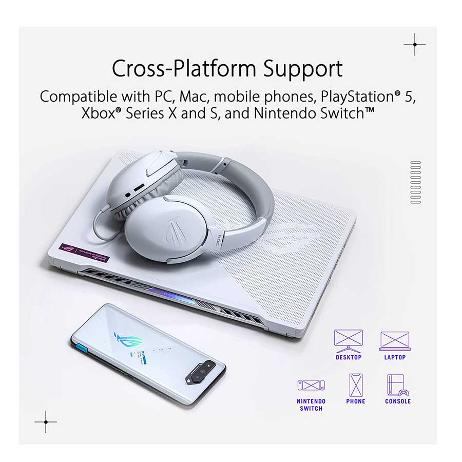 هدست گیمینگ باسیم ایسوس مدل ROG Strix Go Core Moonlight White