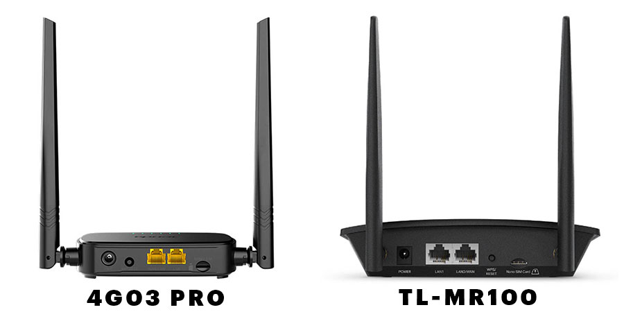 مقایسه درگاه های مودم سیم کارت خور تندا 4G03 Pro و تی پی لینک TL-MR100