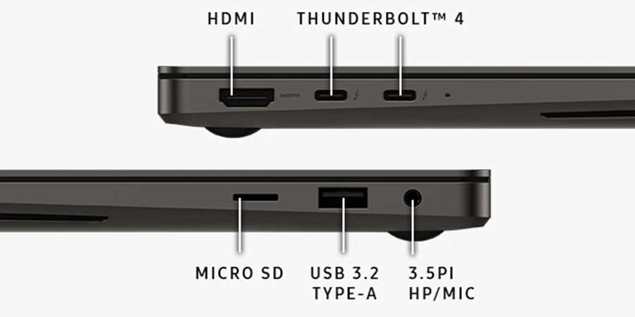 درگاه اتصال های لپ تاپ سامسونگ Galaxy Book3 Ultra