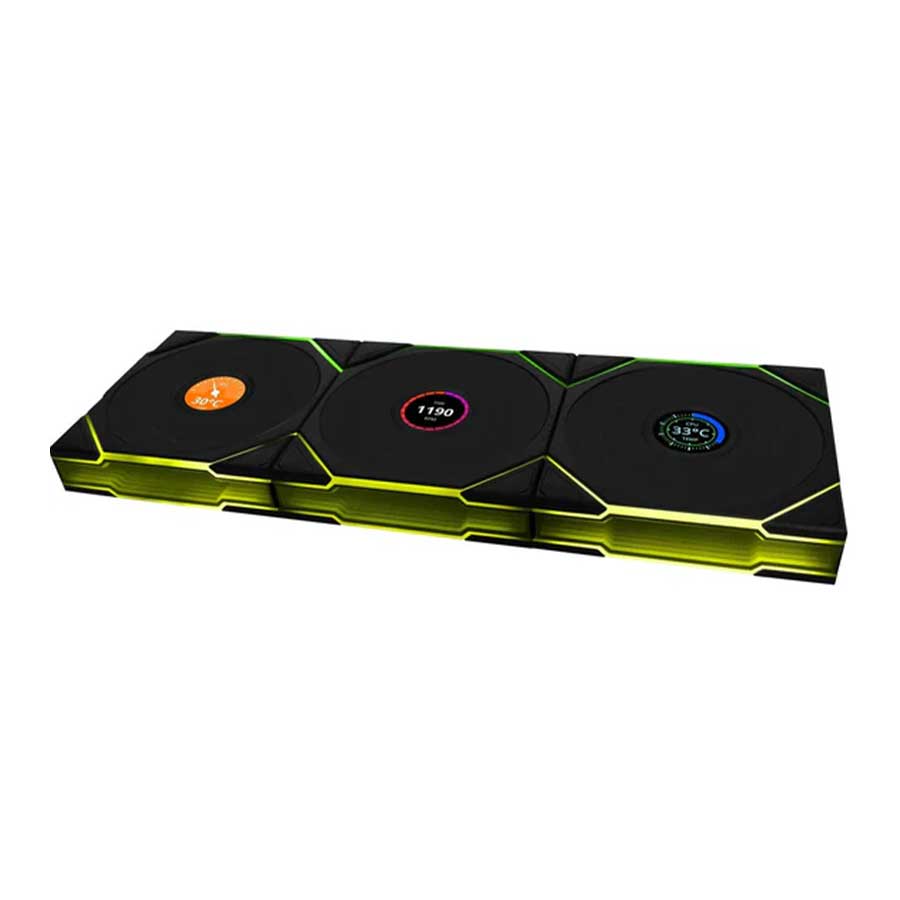 فن خنک کننده کیس لیان لی مدل UNI FAN TL120 LCD Reverse Blade Wireless Black