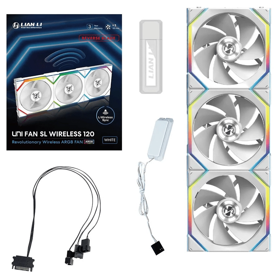 فن خنک کننده کیس لیان لی مدل Uni Fan SL120 Reverse Blade Wireless - 3 in 1 - White