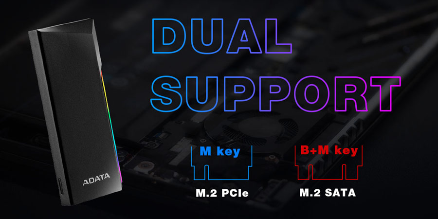 باکس SSD M.2 PCIe/SATA ای دیتا مدل EC700G سازگار با کنسول بازی
