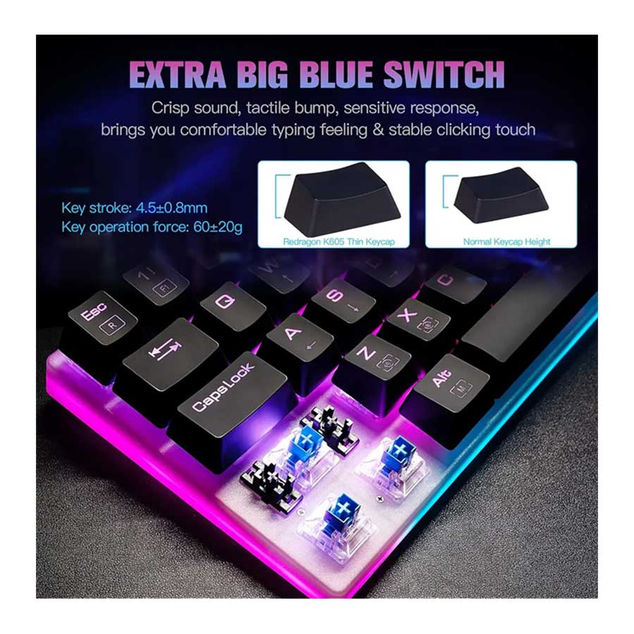 کیبورد گیمینگ باسیم ردراگون مدل ALIEN K605 RGB