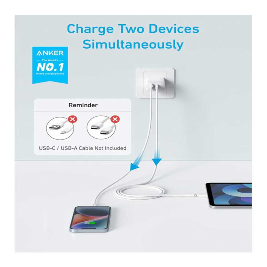 شارژر دیواری انکر مدل Gan Charger A2348 20W