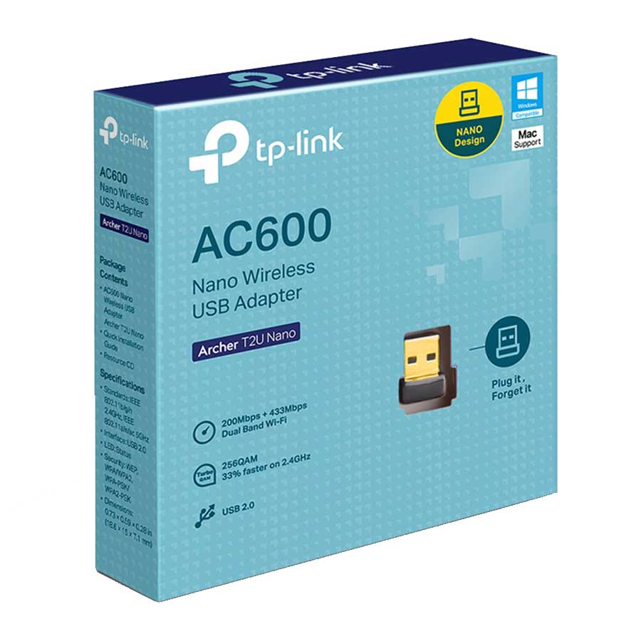 کارت شبکه USB و بی‌سیم AC600 تی پی لينک مدل ARCHER T2U NANO