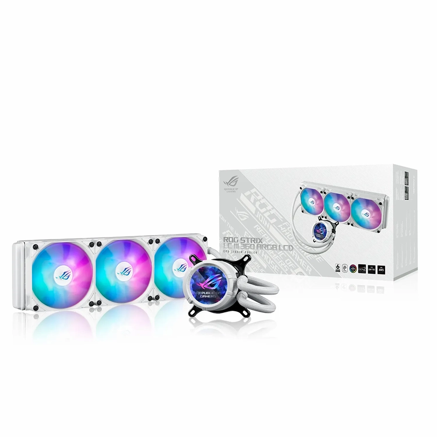 خنک کننده مایع پردازنده ایسوس مدل ROG Strix LCD III 360 ARGB White Edition