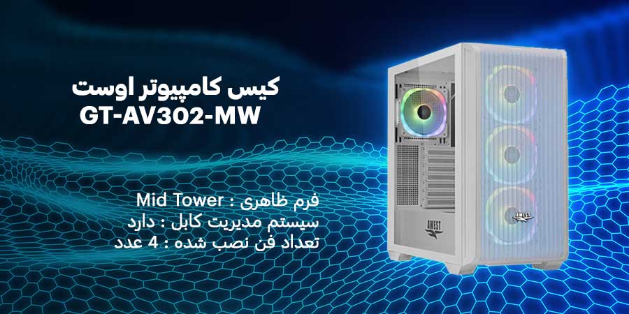 کیس کامپیوتر اوست GT-AV302-MW تعداد فن نصب شده 4 عدد