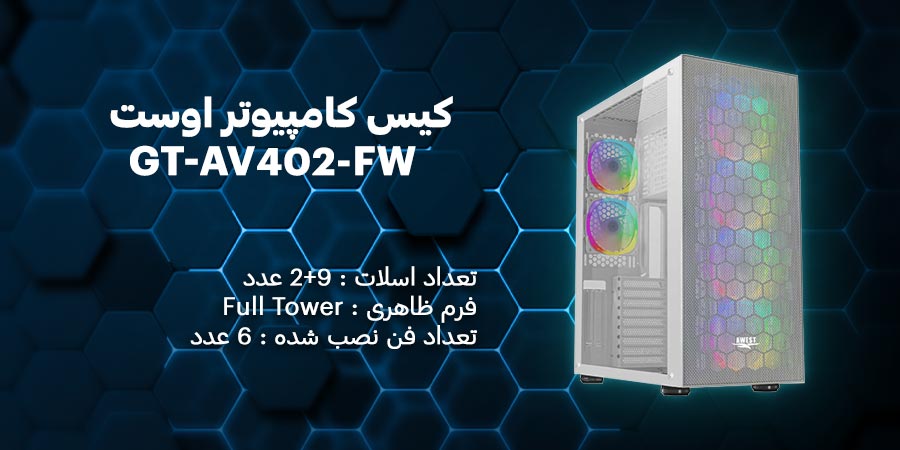 کیس کامپیوتر اوست GT-AV402-FW دارای شش عدد فن از پیش نصب شده با ابعاد 120 میلی متری