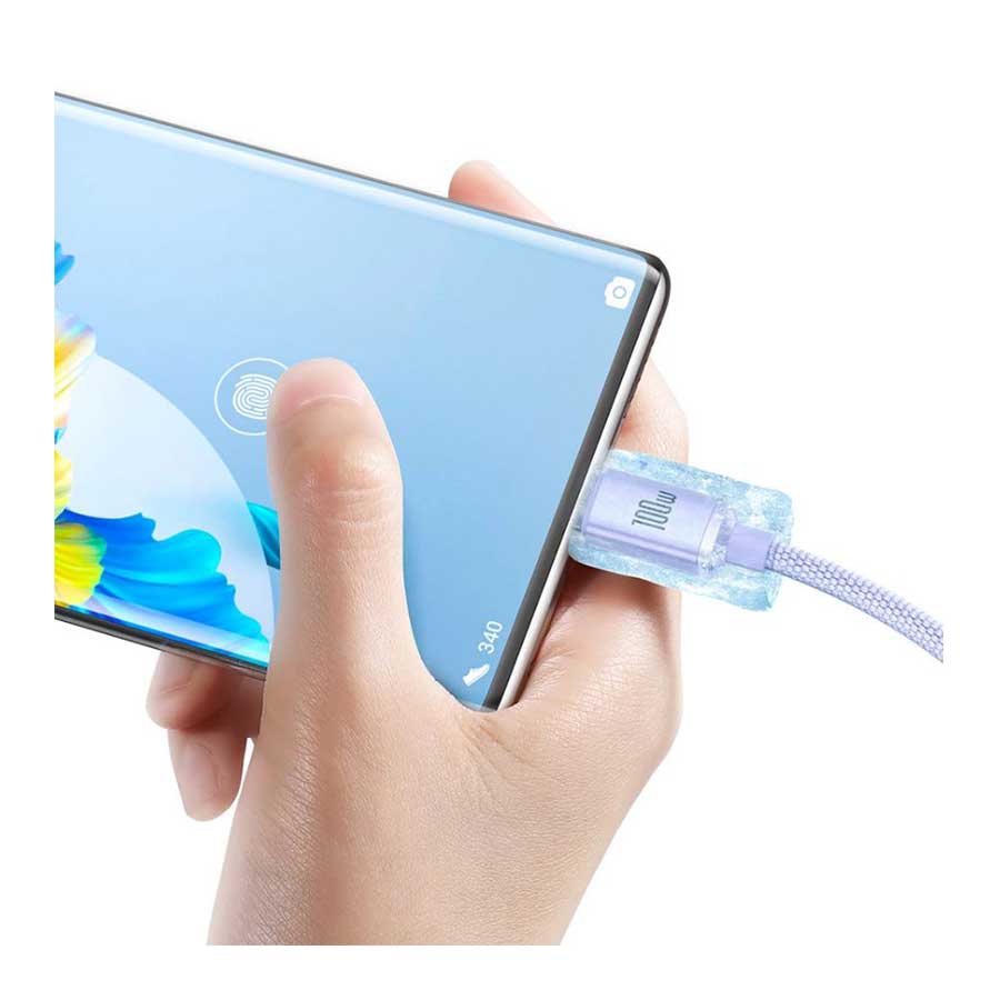 کابل تبدیل 1.2 متری USB به USB-C بیسوس مدل Crystal Shine CAJY000401