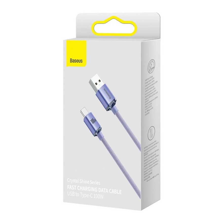 کابل تبدیل 1.2 متری USB به USB-C بیسوس مدل Crystal Shine CAJY000401
