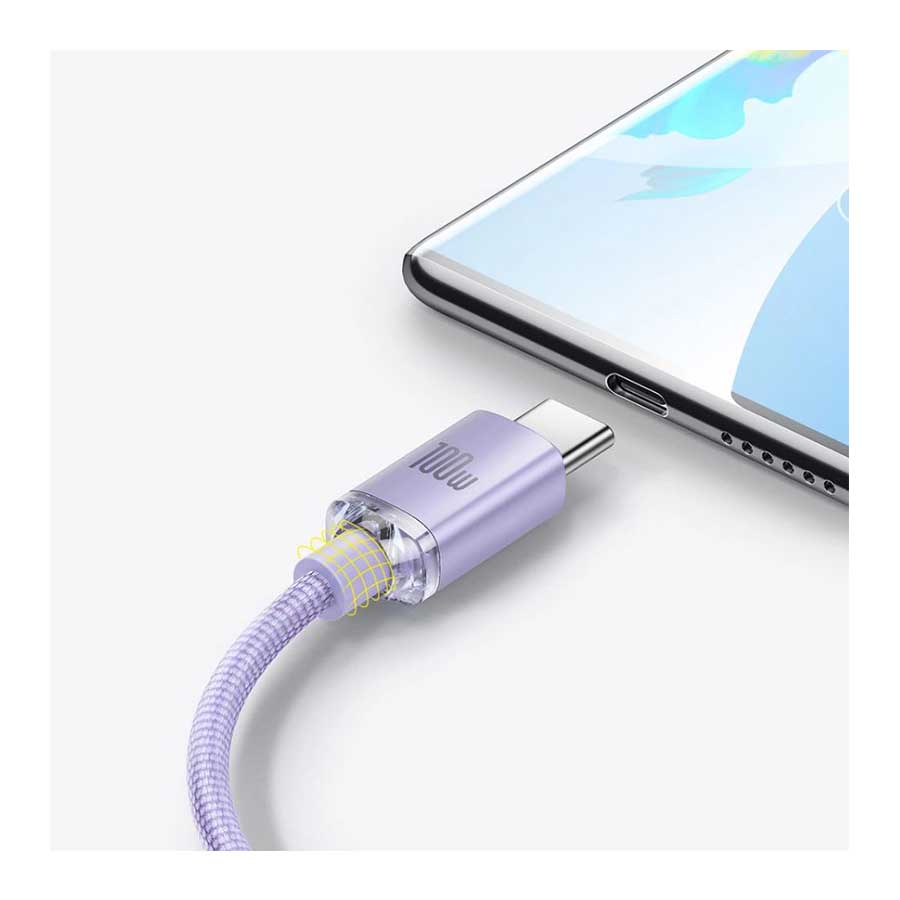 کابل تبدیل 1.2 متری USB به USB-C بیسوس مدل Crystal Shine CAJY000401