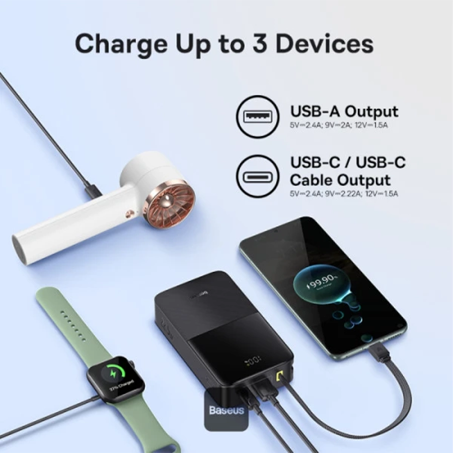 پاوربانک بیسوس مدل ENERFILL PPBD2P 22.5W ظرفیت 20000mAh