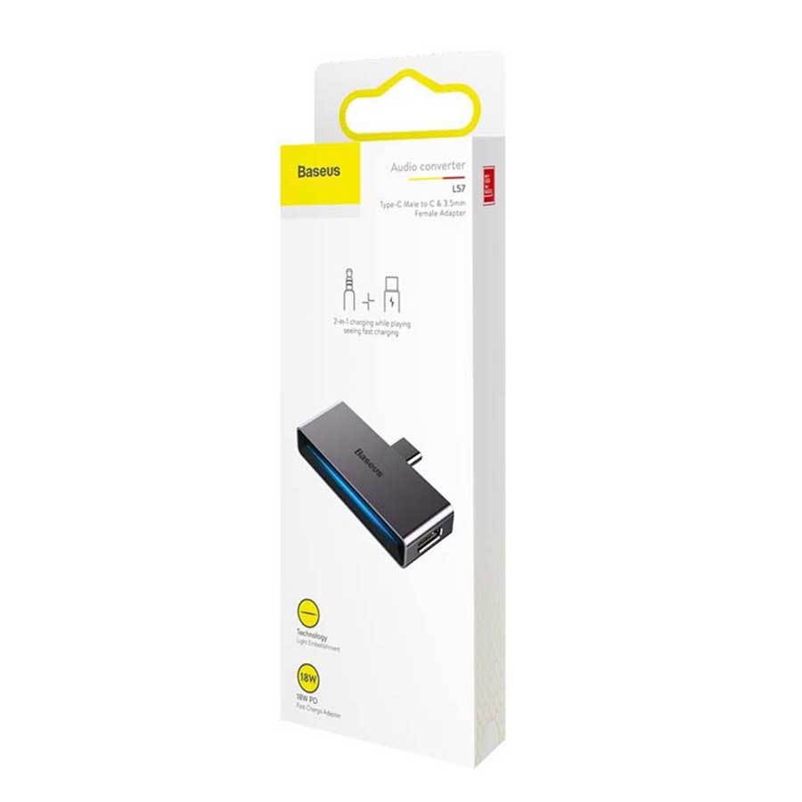 تبدیل USB-C به AUX و USB-C باسئوس مدل L57 CATL57-01