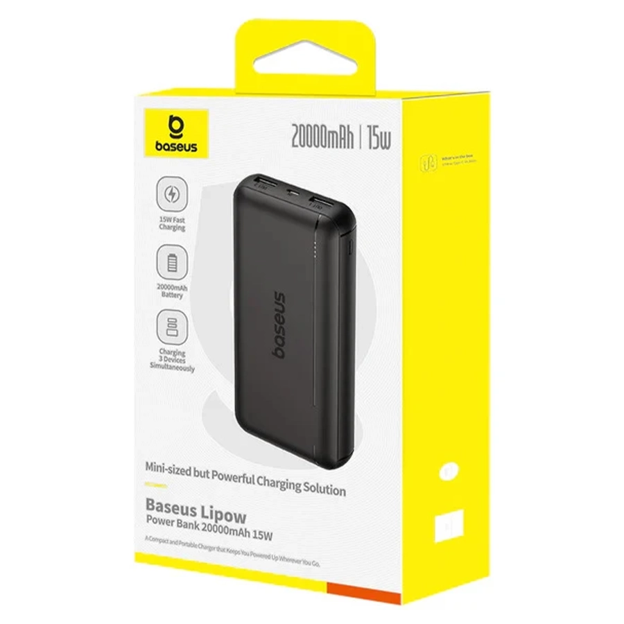 پاوربانک بیسوس مدل LIPOW PPBY-2W15NG 15W ظرفیت 20000mAh