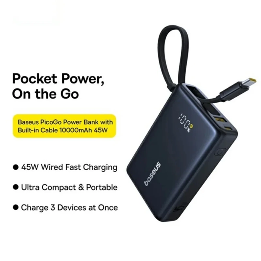 پاوربانک بیسوس مدل PicoGo 45W ظرفیت 10000mAh