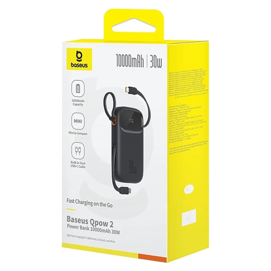 پاوربانک بیسوس مدل QPow2 PPQD4-10C 30W ظرفیت 10000mAH