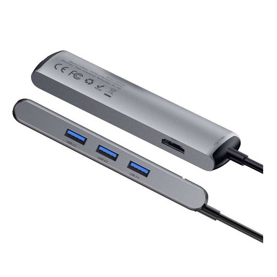 هاب USB-C شش پورت باسئوس مدل CAHUB-J0G