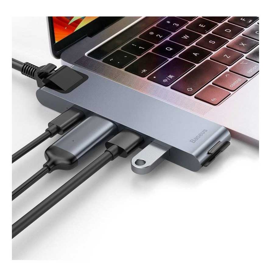 هاب USB-C هفت پورت باسئوس مدل CAHUB-L0G