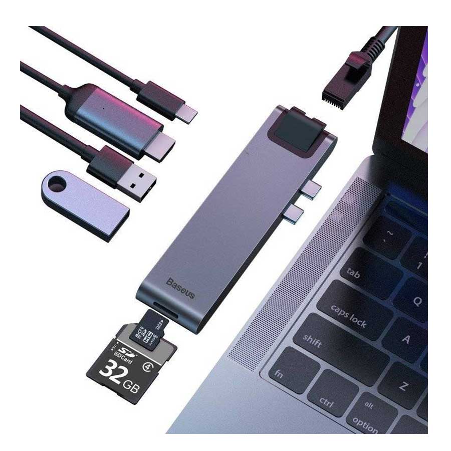 هاب USB-C هفت پورت باسئوس مدل CAHUB-L0G