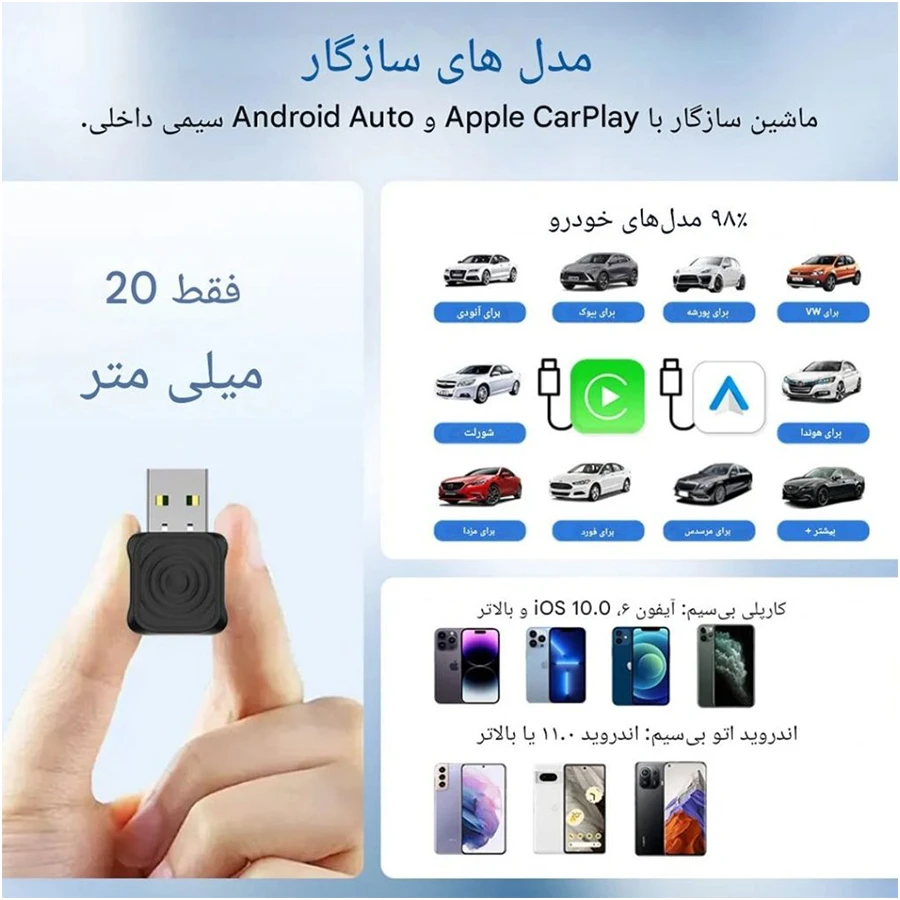 دانگل وایرلس کارپلی و اندروید اتو کارلینکیت