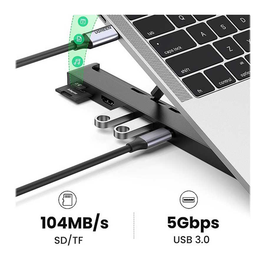 هاب USB-C پنج پورت و پایه نگهدارنده یوگرین مدل CM359