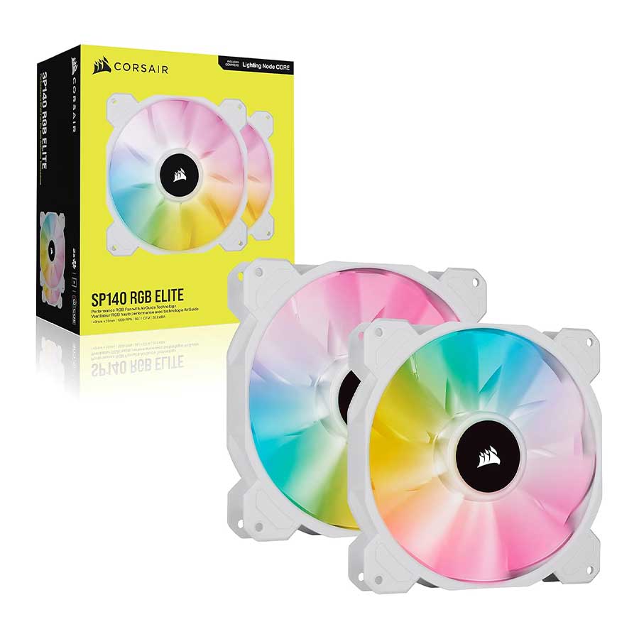 فن خنک کننده کیس کامپیوتر کورسیر مدل iCUE SP140 RGB ELITE Performance White 2-in-1