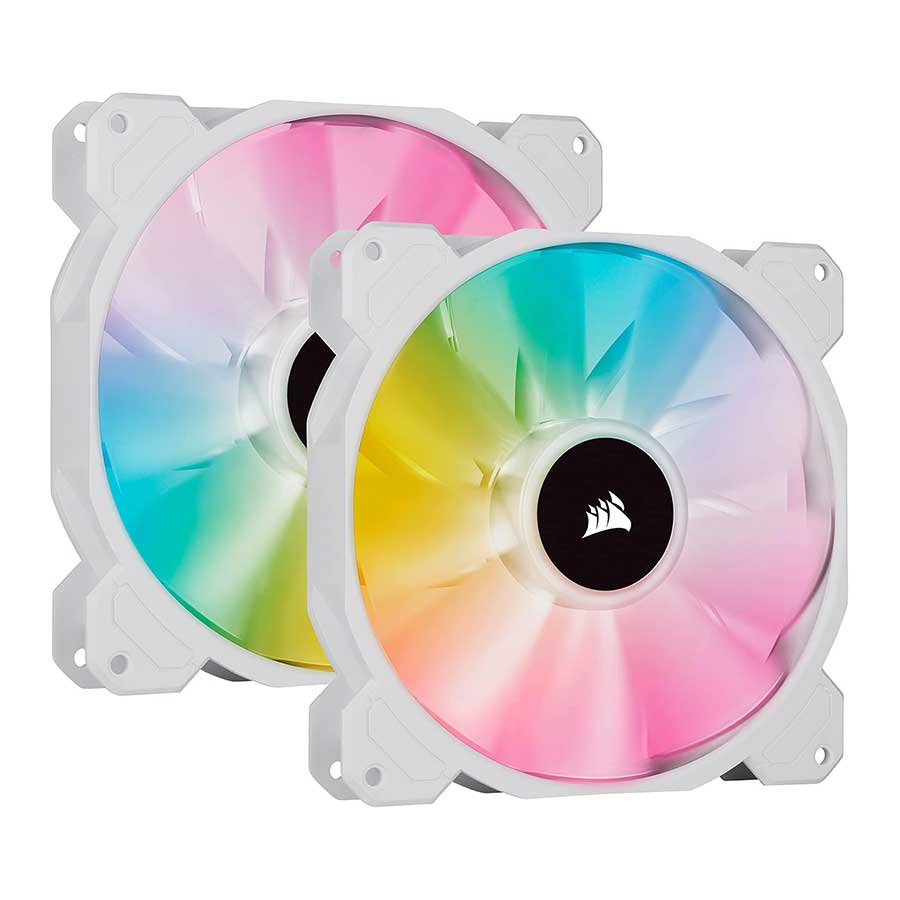 فن خنک کننده کیس کامپیوتر کورسیر مدل iCUE SP140 RGB ELITE Performance White 2-in-1