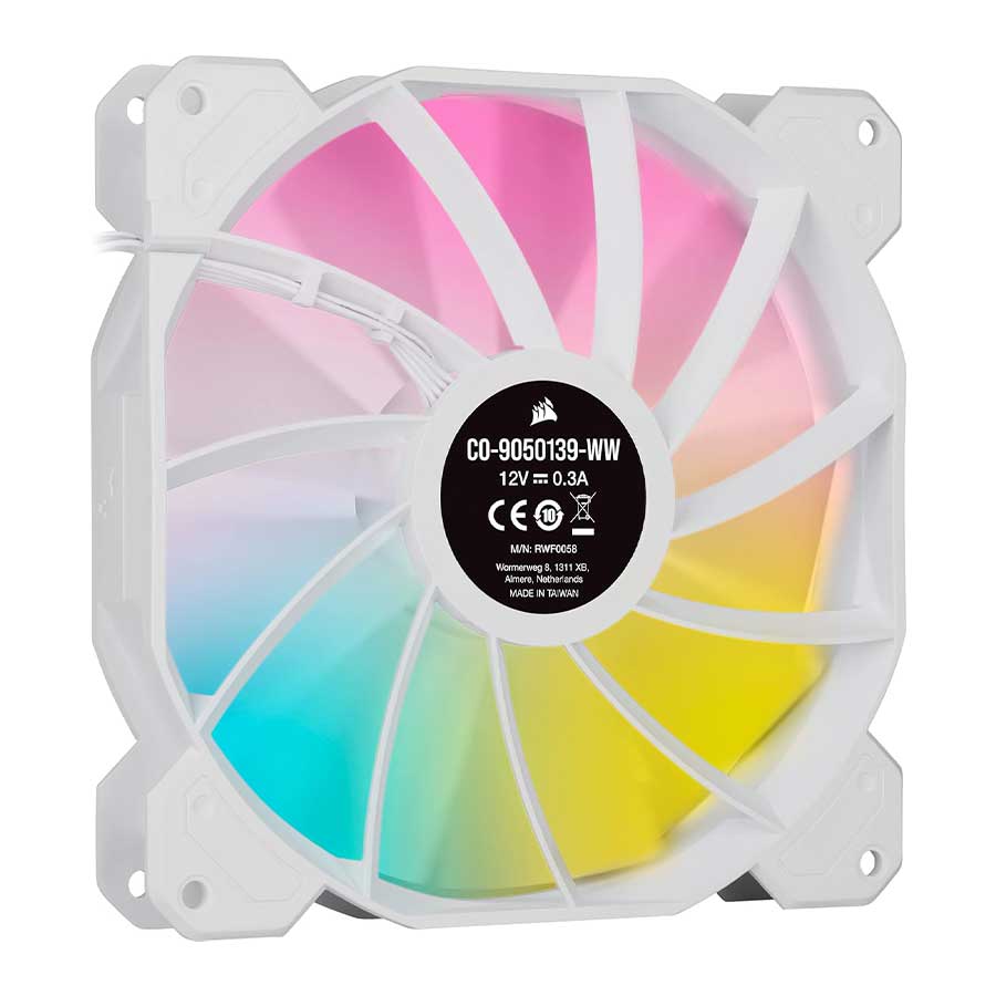 فن خنک کننده کیس کامپیوتر کورسیر مدل iCUE SP140 RGB ELITE Performance White 2-in-1