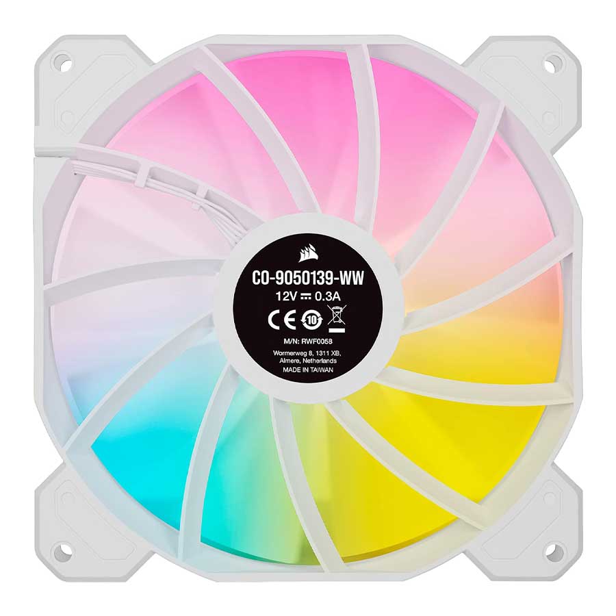 فن خنک کننده کیس کامپیوتر کورسیر مدل iCUE SP140 RGB ELITE Performance White 2-in-1