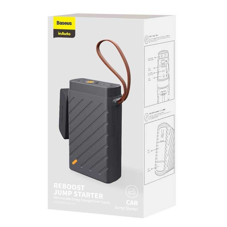 پاوربانک و جامپ استارتر باتری ماشین باسئوس مدل Super Energy CRJS02-A0G ظرفیت 16000mAh