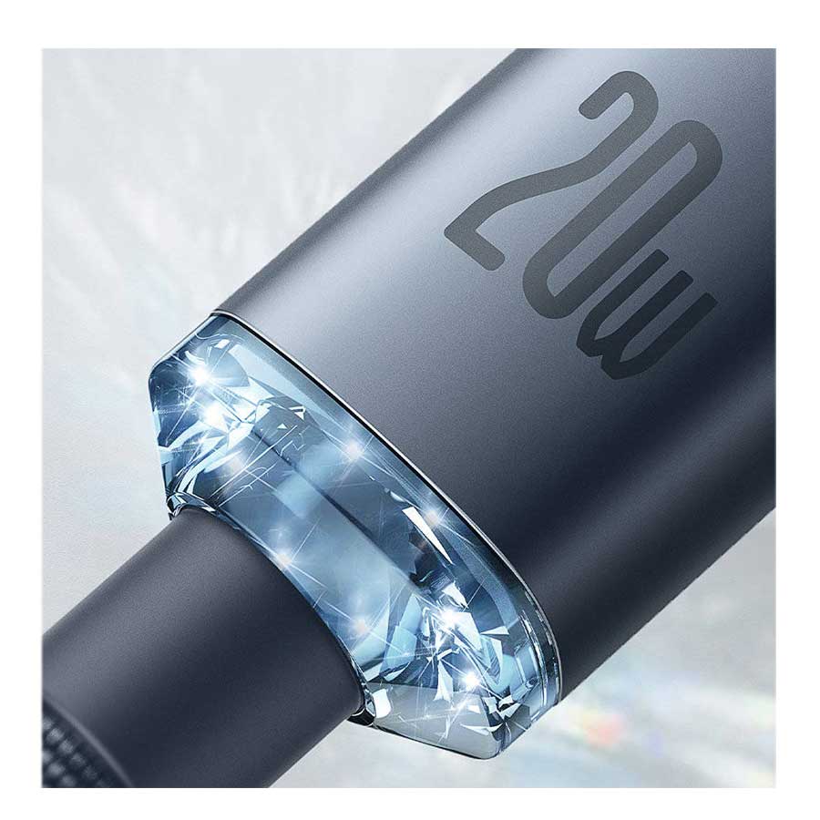 کابل تبدیل 1.2 متر USB-C به لایتنینگ باسئوس مدل Crystal Shine CAJY000203