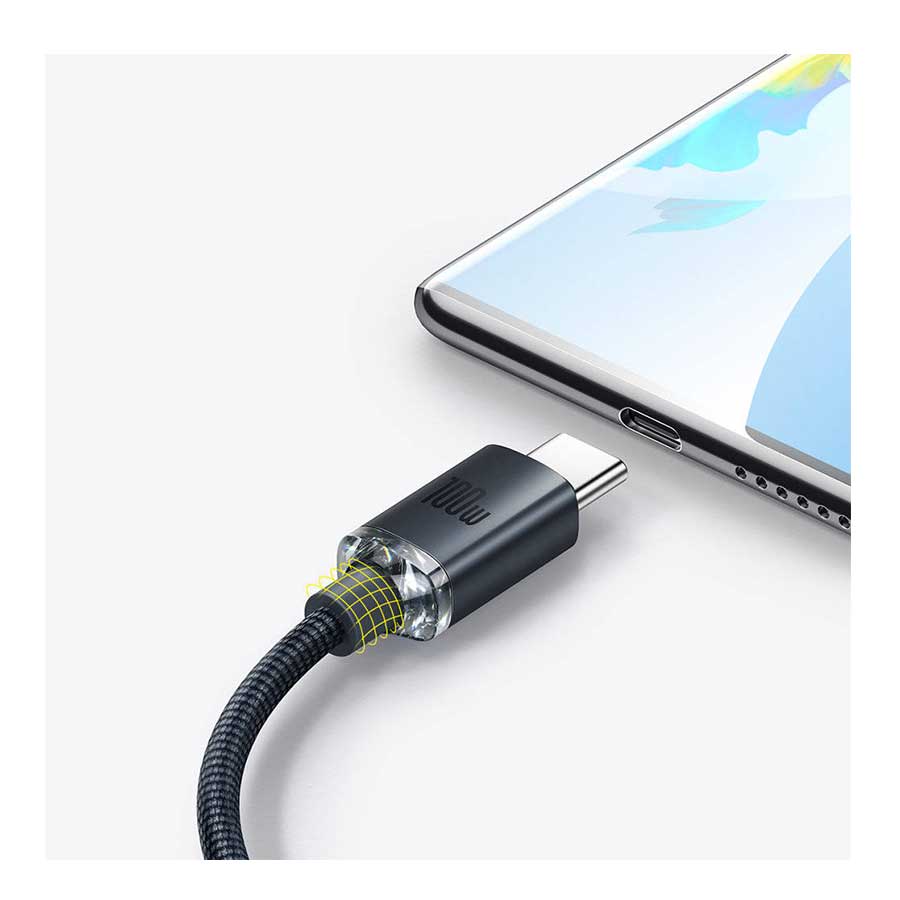 کابل تبدیل 1.2 متری USB به USB-C باسئوس مدل Crystal Shine CAJY000401