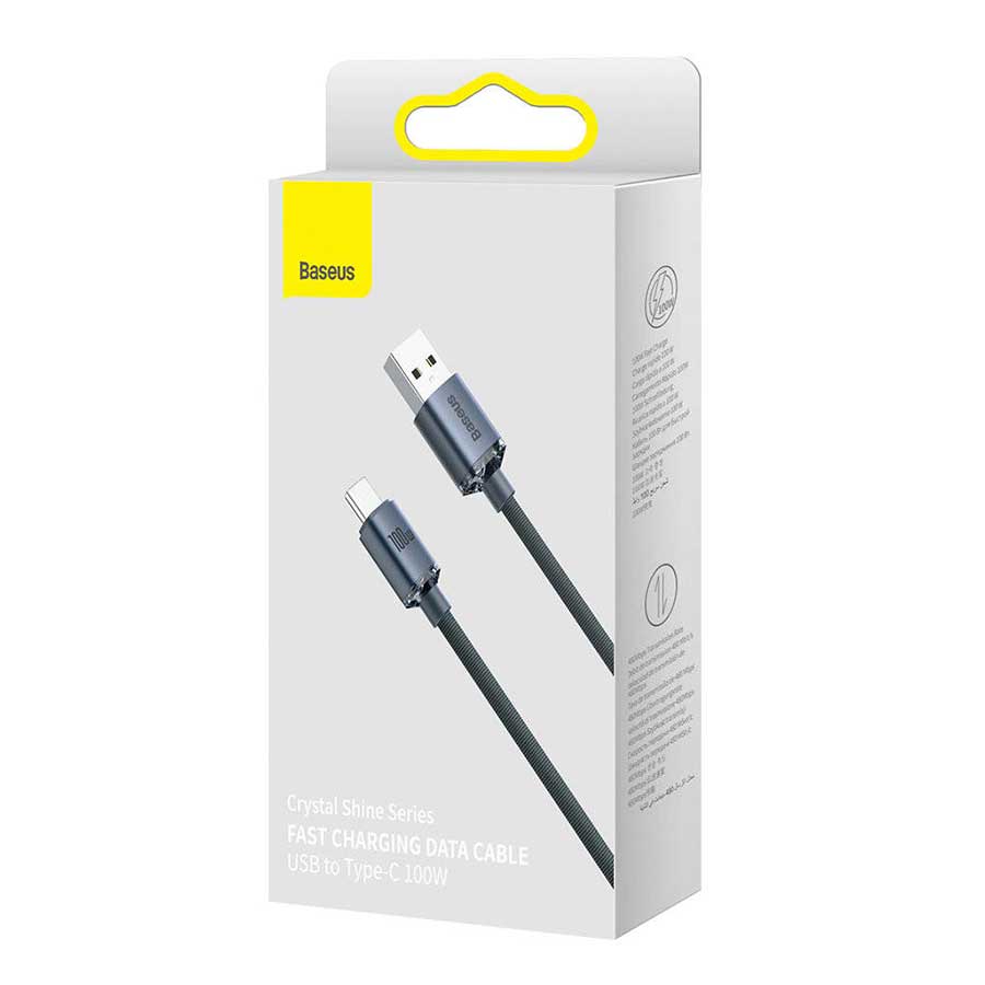 کابل تبدیل 2 متری USB به USB-C باسئوس مدل Crystal Shine CAJY000501