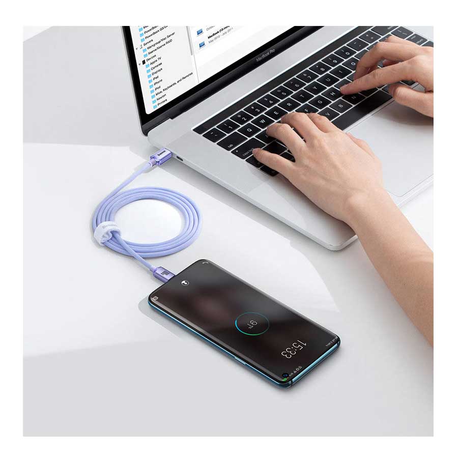 کابل تبدیل 1.2 متری USB-C باسئوس مدل Crystal Shine CAJY000601