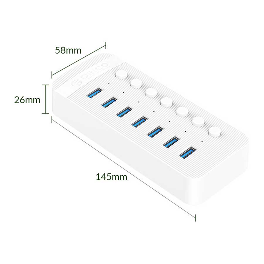 هاب USB 3.0 هفت پورت اوریکو مدل CT2U3-7AB-EU-WH-BP