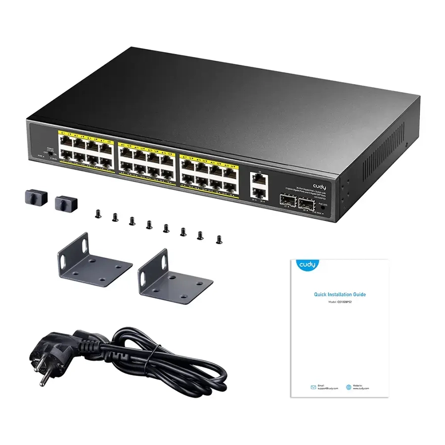 سوییچ 26 پورت گیگابیت کودی مدل GS1026PS2 1.0