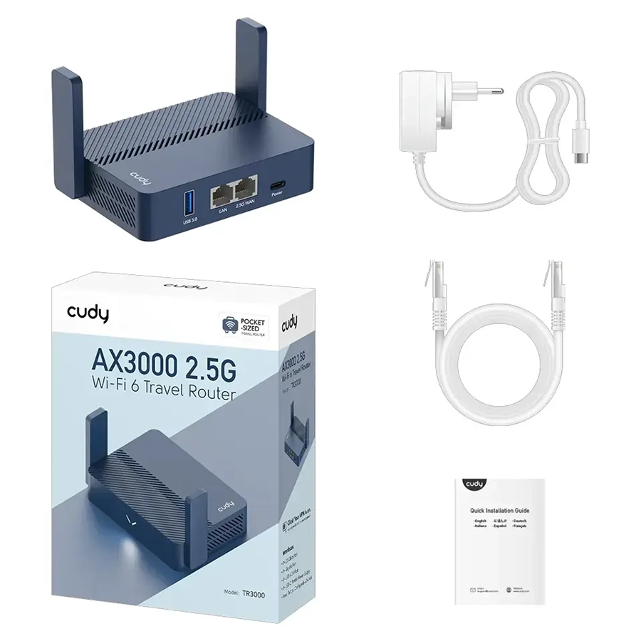 روتر مینی بی‌سیم دوباند کودی مدل TR3000 AX3000