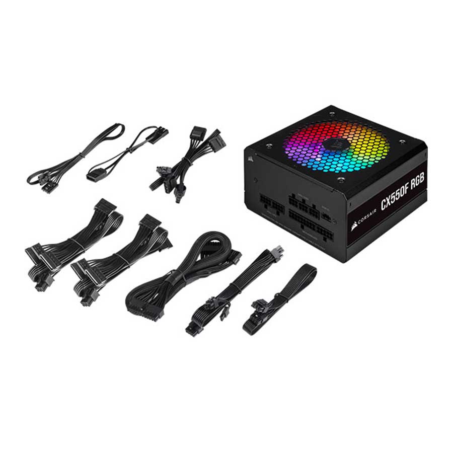 پاور کامپیوتر 550 وات تمام ماژولار کورسیر مدل CX550F RGB