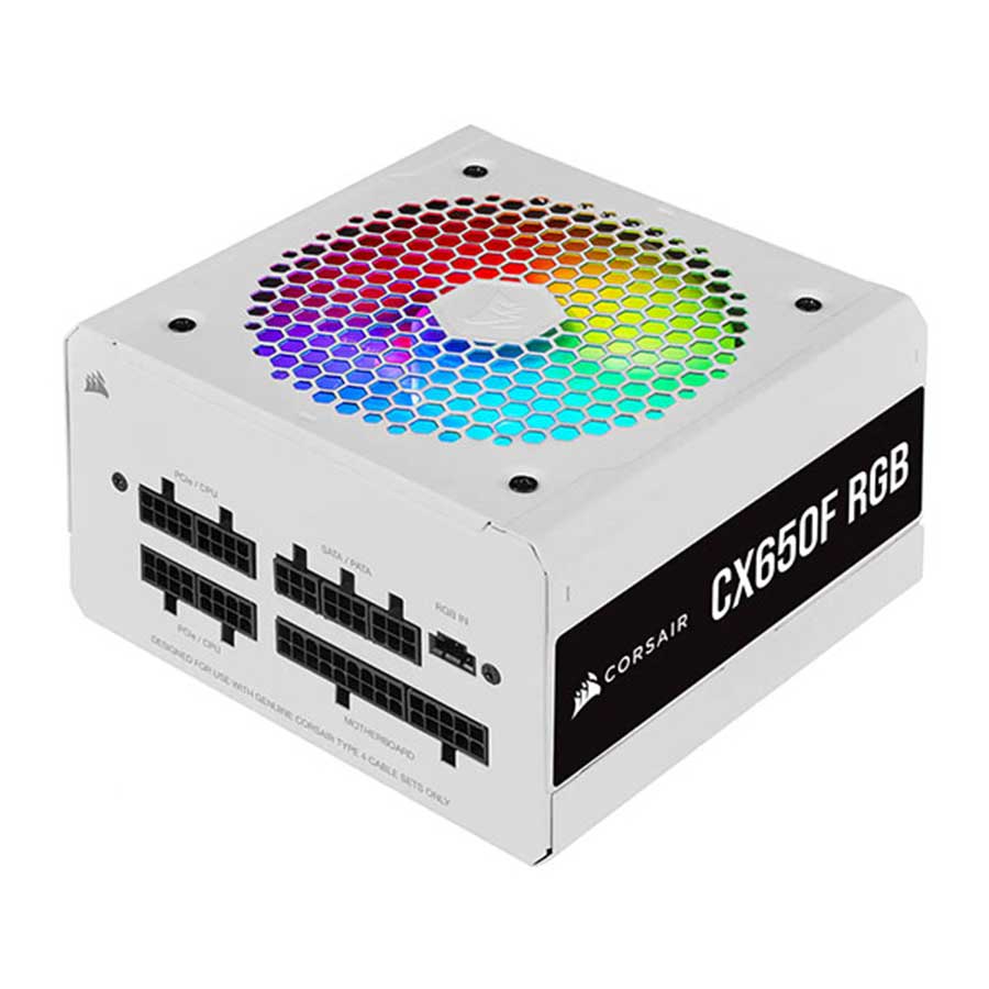 پاور کامپیوتر 650 وات ماژولار کورسیر مدل CX650F RGB White