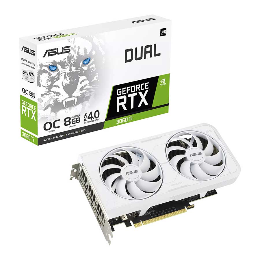 کارت گرافیک ایسوس مدل DUAL-RTX3060TI-O8GD6X-WHITE