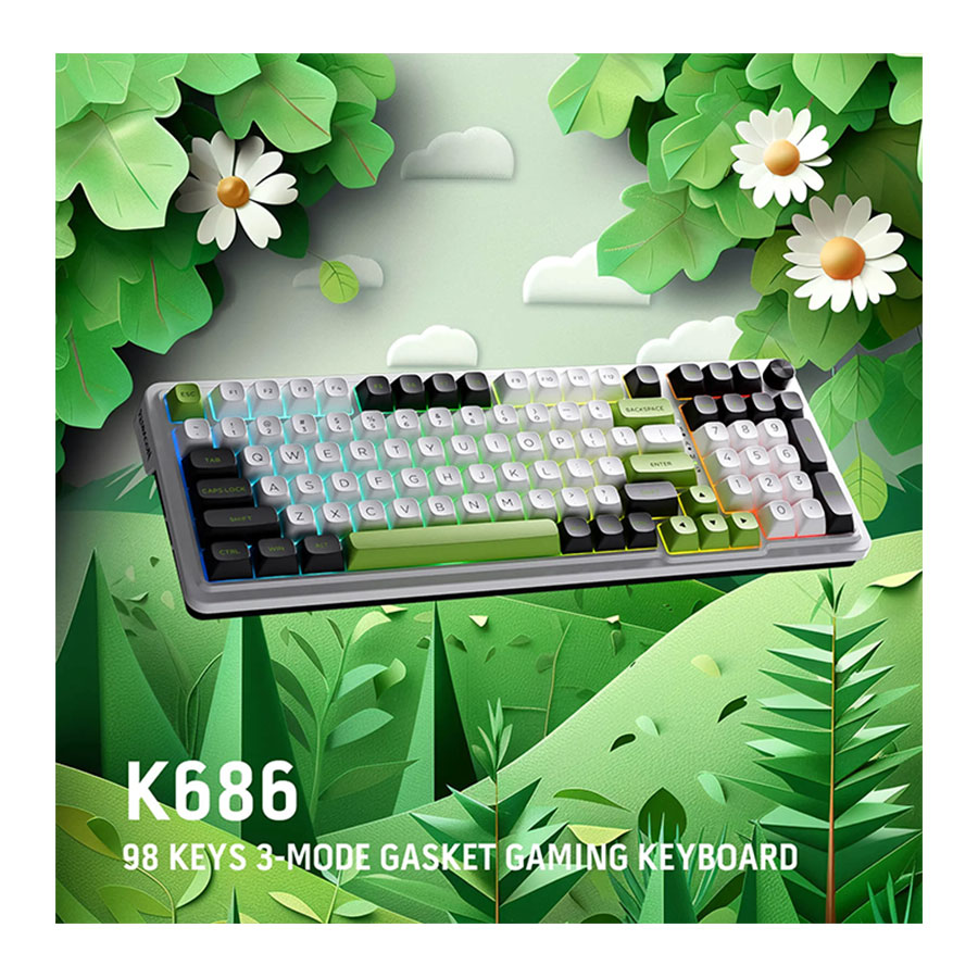 کیبورد گیمینگ بی‌سیم ردراگون مدل EISA MAX K686 RGB