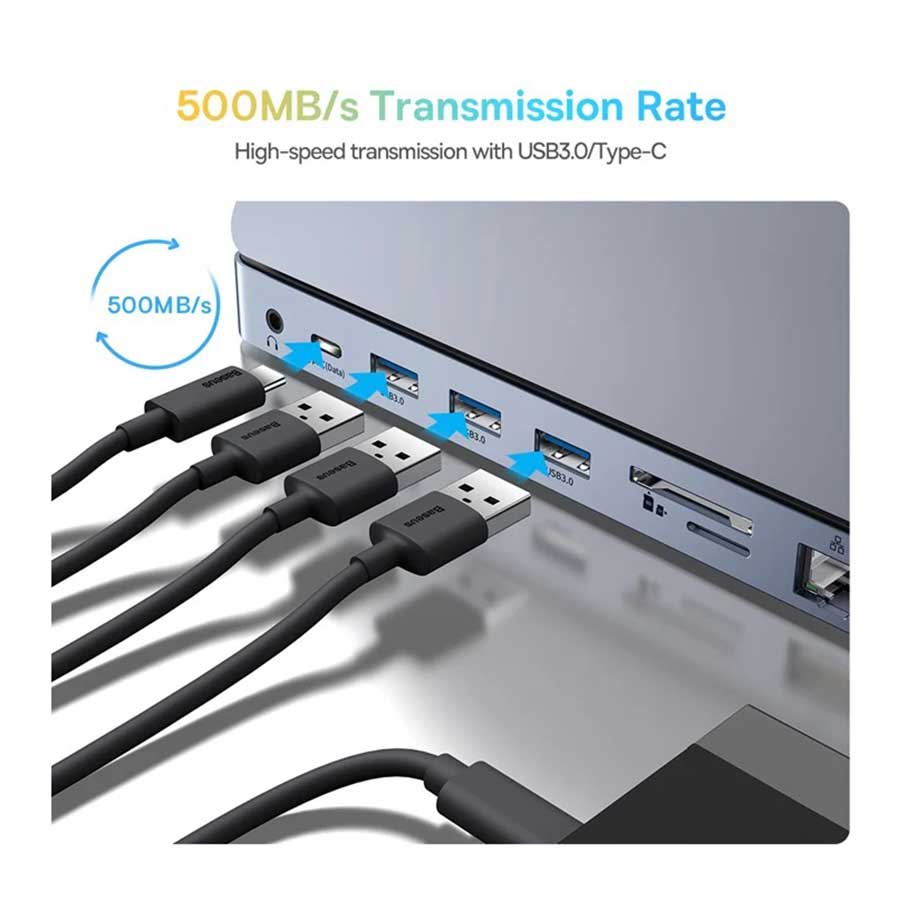 هاب و داک استیشن USB-C یازده پورت بیسوس مدل Elitejoy WKSX030013