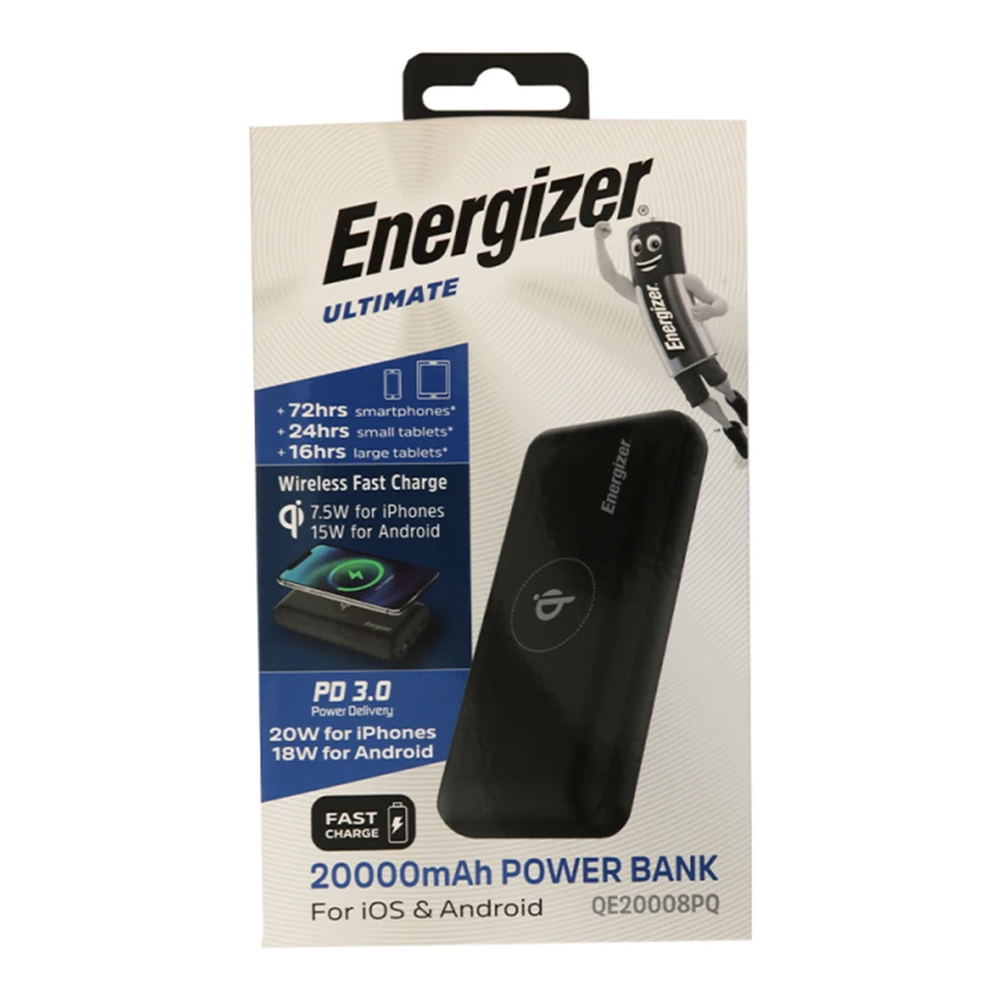 پاوربانک بی‌سیم انرجایزر ظرفیت 20000mAh