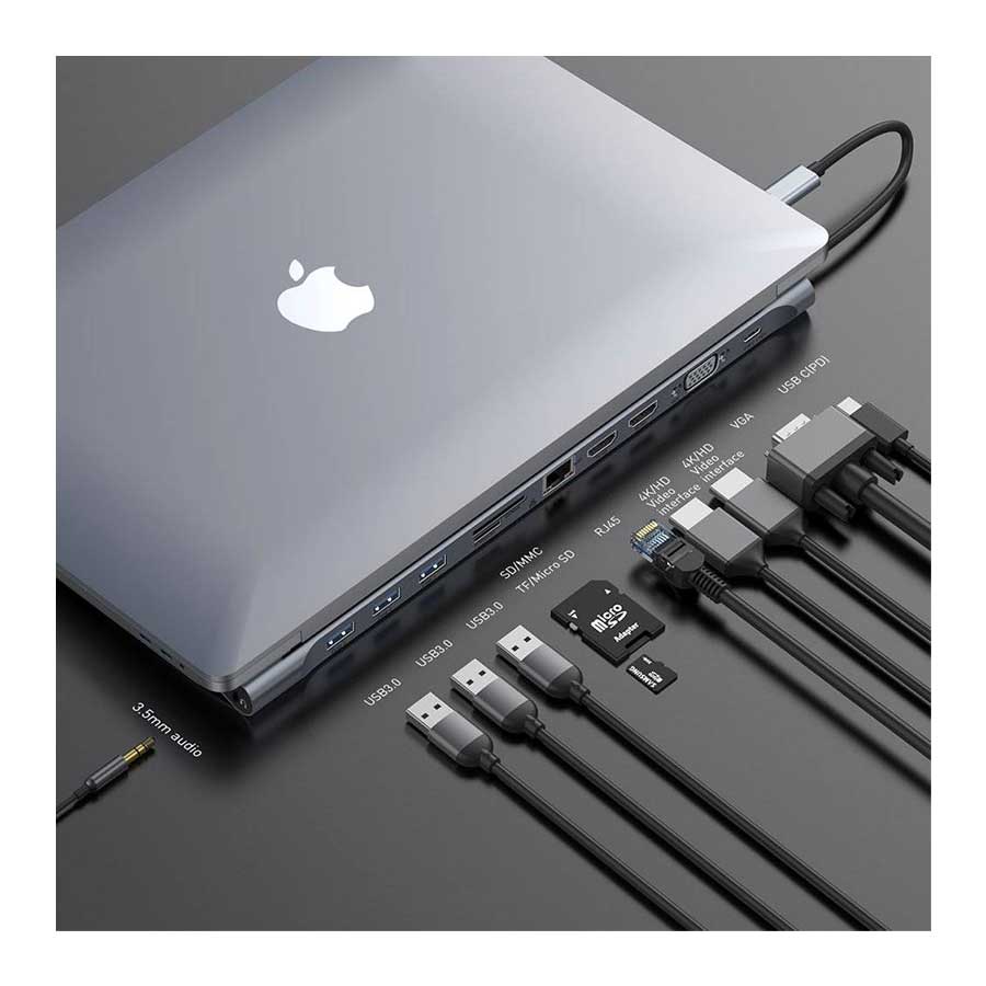استند و هاب USB-C یازده پورت باسئوس مدل Enjoyment MacBook CATSX-G0G